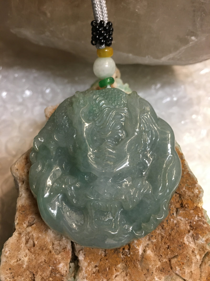 Lucky Green Dragon Jadeite Jade Pendant Necklace For Him - Best Jewelry For Men