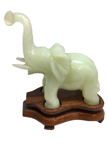 Gorgeous Lucky White Jade Elephant Statue Carving - Unique Gift Ideas