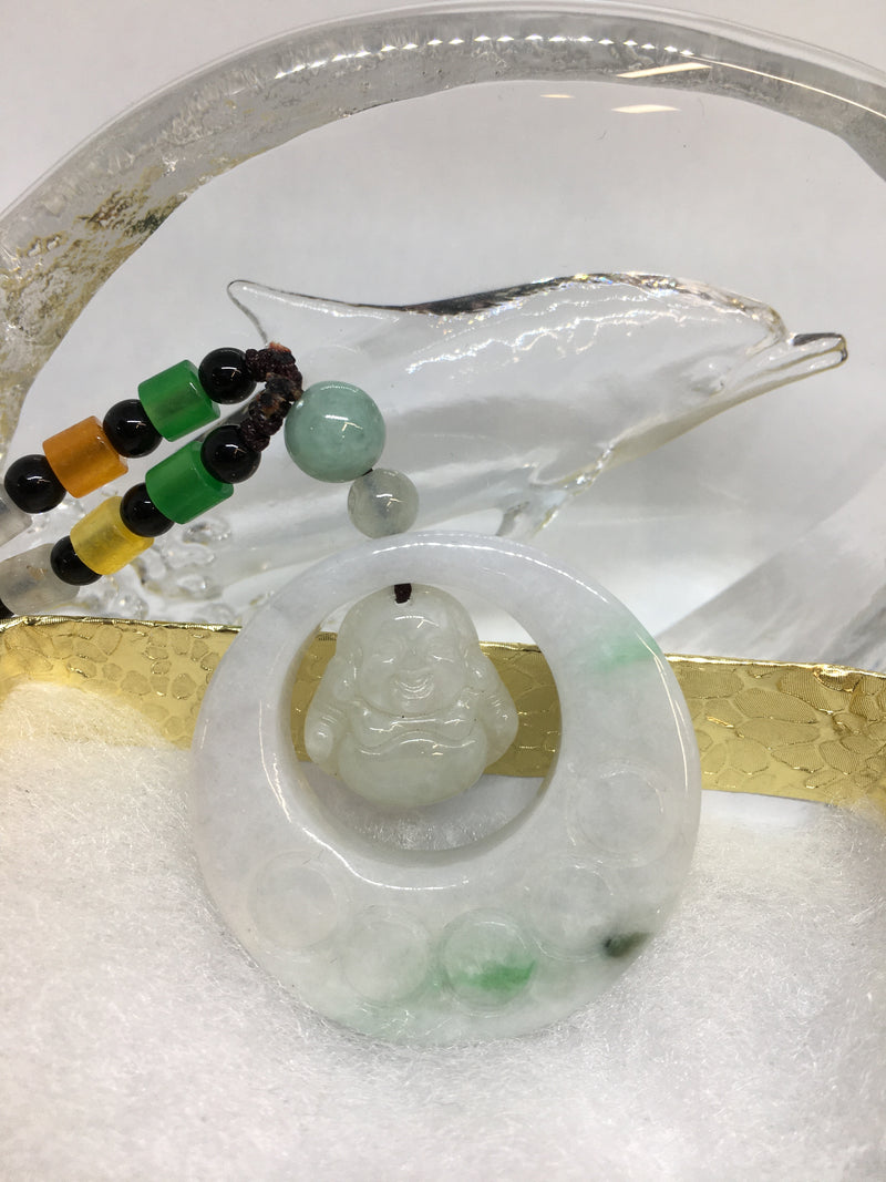 Very Unique Designed Natural Jadeite Jade Buddha Pendant Necklace
