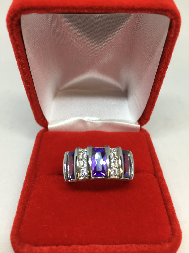 Gorgeous Sterling Silver Ring with Premium Amethyst and Cubic Zirconia