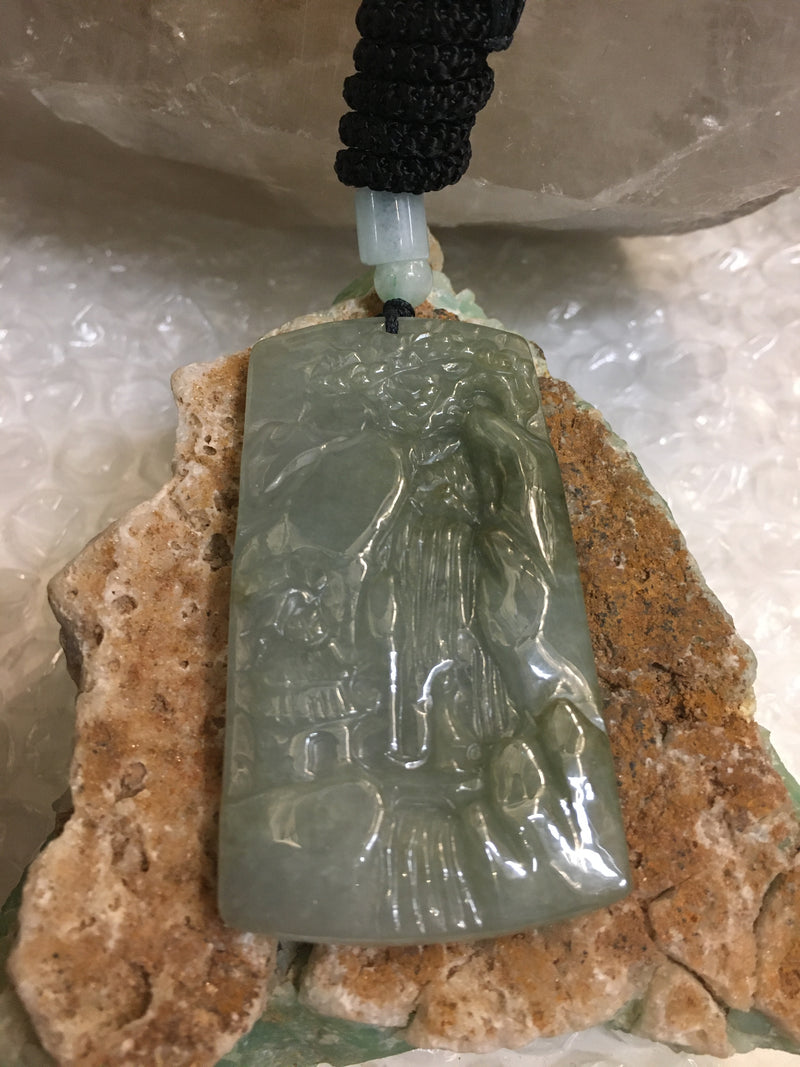 Unique Natural Jadeite Jade Landscape Pendant Necklace-Birthday Gifts Ideas