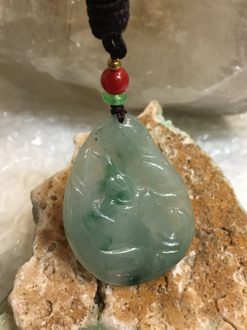 High Quality Natural Green Jadeite Jade Anxiety Pendant Necklace