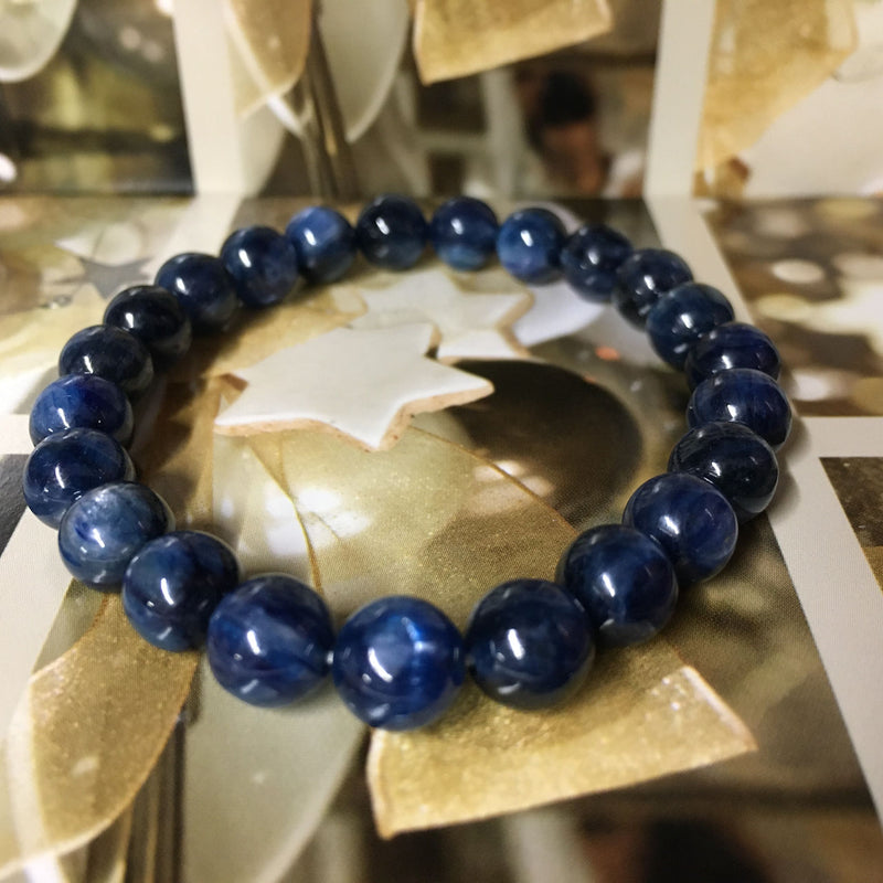 Stunning High Quality Natural 8mm Blue Kyanite Beaded Crystal Bracelet