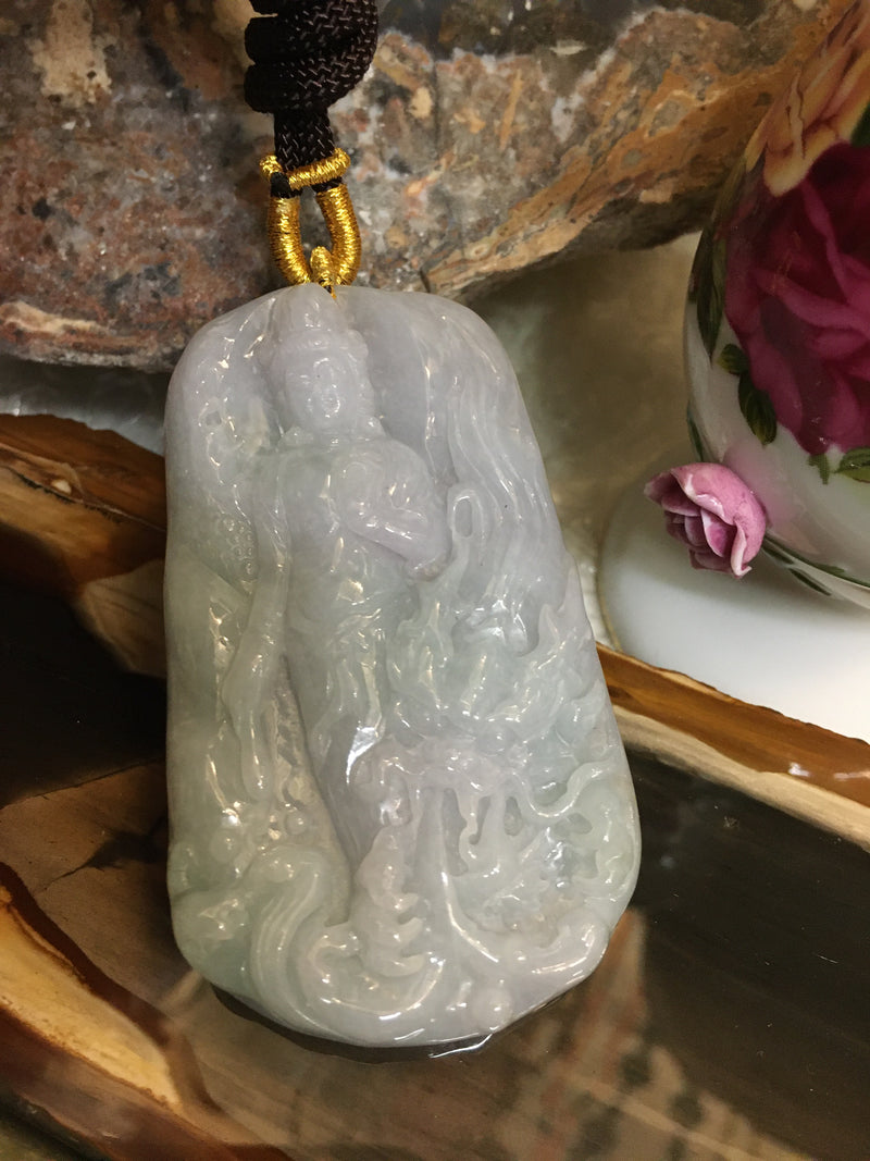 Green And Lavender Jade Buddha Pendant - Best Gifts For Men