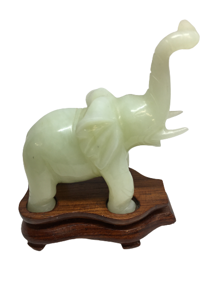 Gorgeous Lucky White Jade Elephant Statue Carving - Unique Gift Ideas