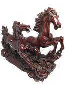 Gorgeous Double Brown Flying Horses Statue