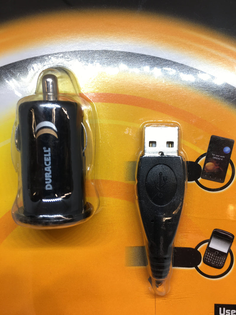 Duracell Mini USB Car Charger with 2 Switchable Charging Cables-Micro & Others