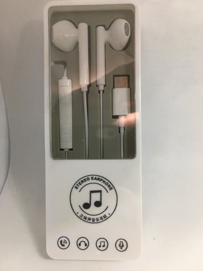Premium Stereo Earphones with Type-C USB Microphone & Volume Control White