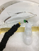 Beautiful White Natural Jadeite Jade Lucky Bean Pendant Necklace