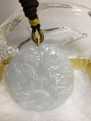 Beautiful Natural White Jadeite Jade Pendant Necklace with Mountains and Trees