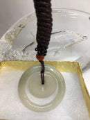 Very Unique Designed Natural Jadeite Jade Double-Donut Pendant Necklace