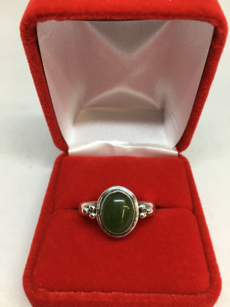 Rare Green Jade Ring with 925 Sterling Silver