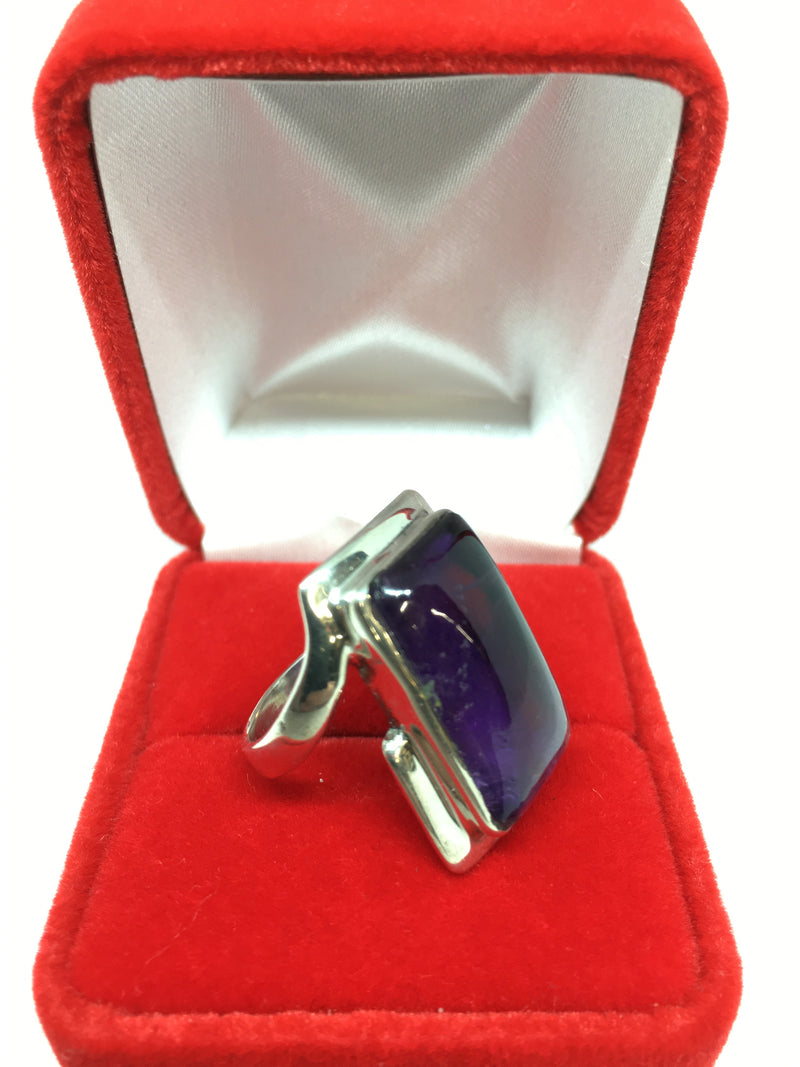 Premium Quality Deep Purple Amethyst Ring with 925 Sterling Silver