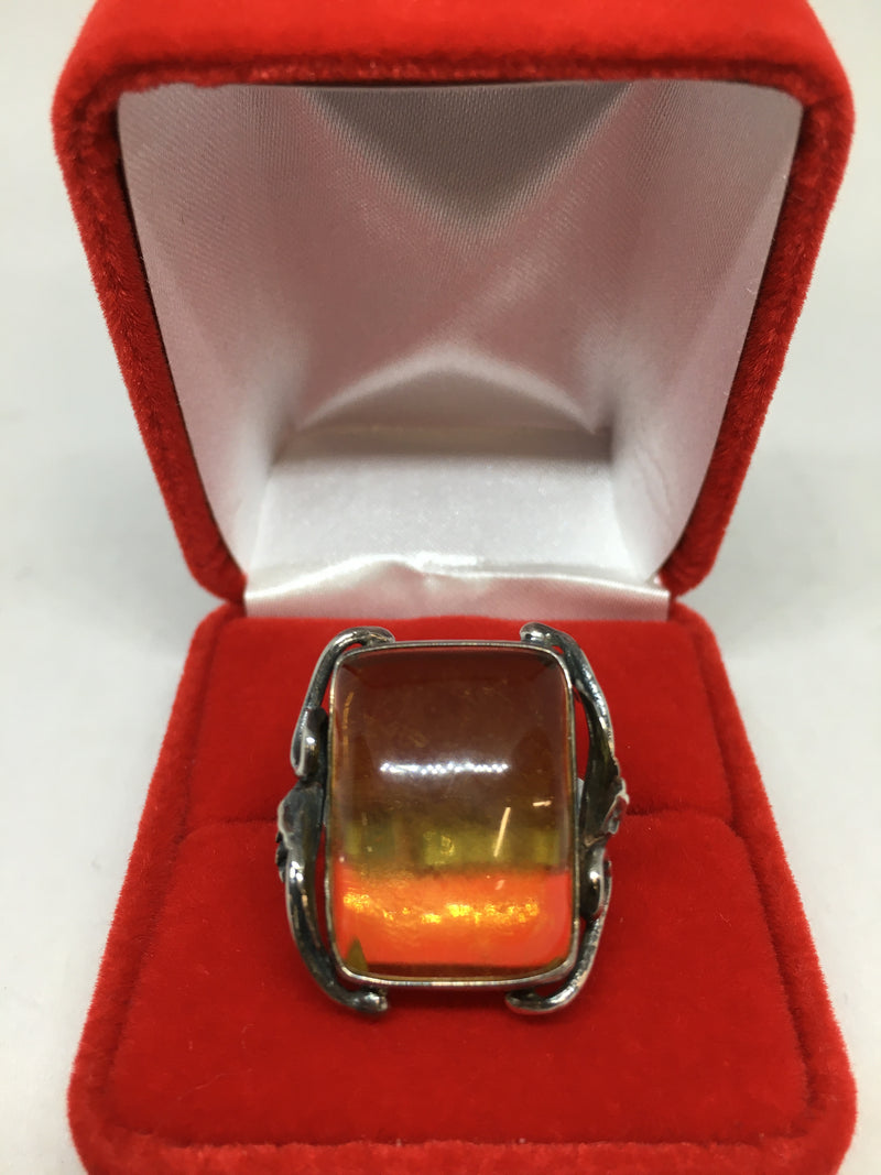 Stunning Designed Amber Ring with Sterling Silver