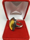 Stunning Designed Amber Ring with Sterling Silver