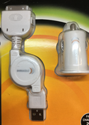 Duracell Mini USB Car Charger with Retractable Sync & Charge Cable for I Phone4 & I Pad